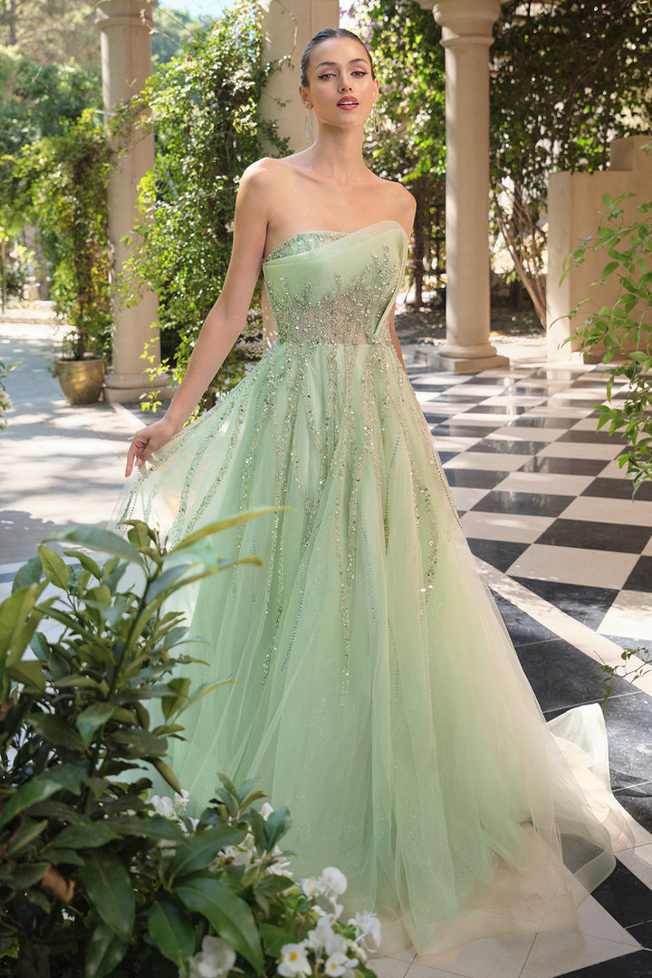 Andrea & Leo A1491 Tea-Length Cocktail Dress with Pencil Silhouette