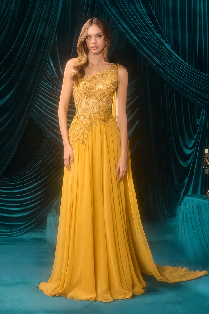 Andrea & Leo A1495 Evening Gown One-Shoulder Neckline