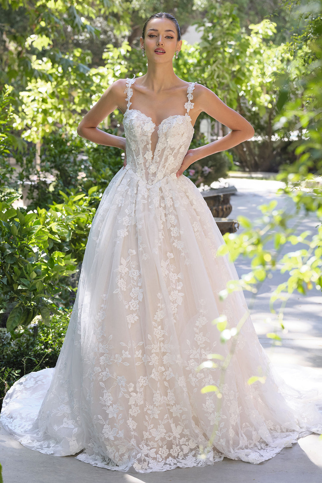 Andrea & Leo WL058 Evening Gown with Plunging Illusion Neckline