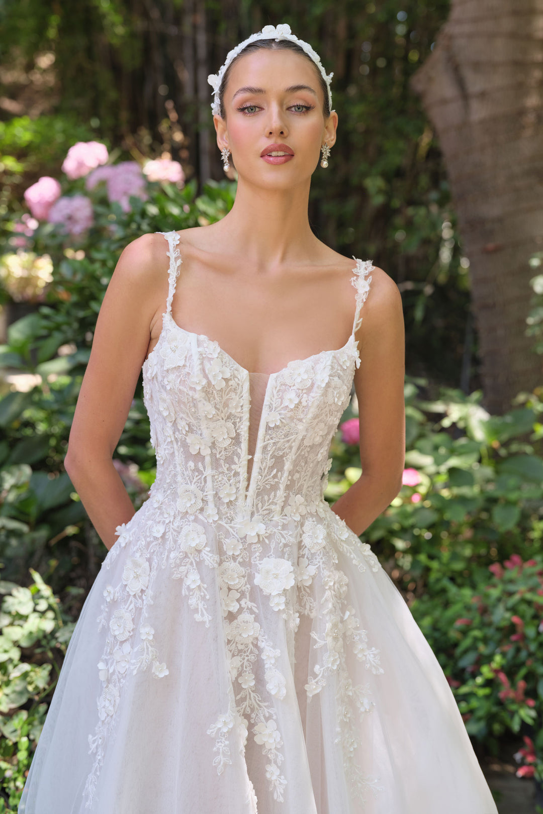 Andrea & Leo WL063 A-Line Evening Gown with Plunging Neckline