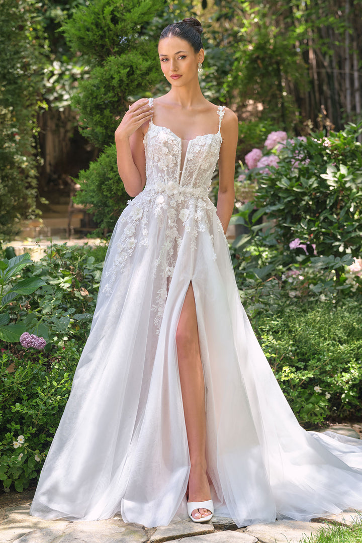Andrea & Leo WL063 A-Line Evening Gown with Plunging Neckline