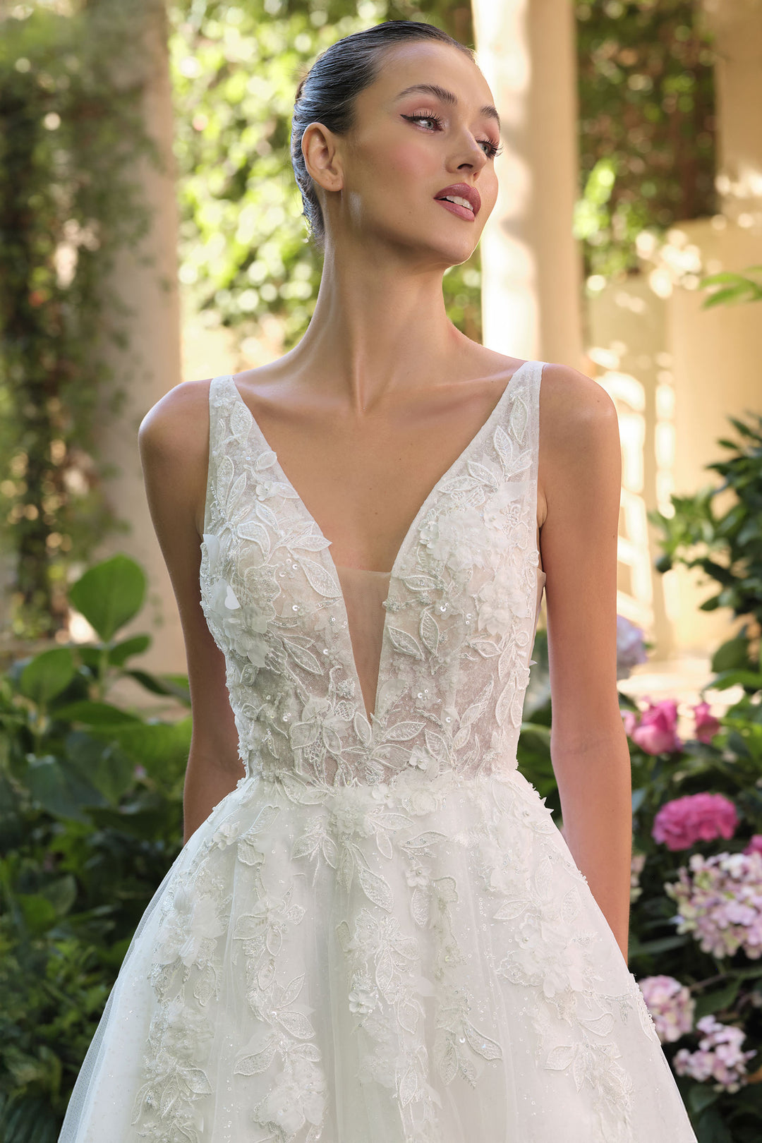 Andrea & Leo WL064 Evening Gown with Deep V-Neckline