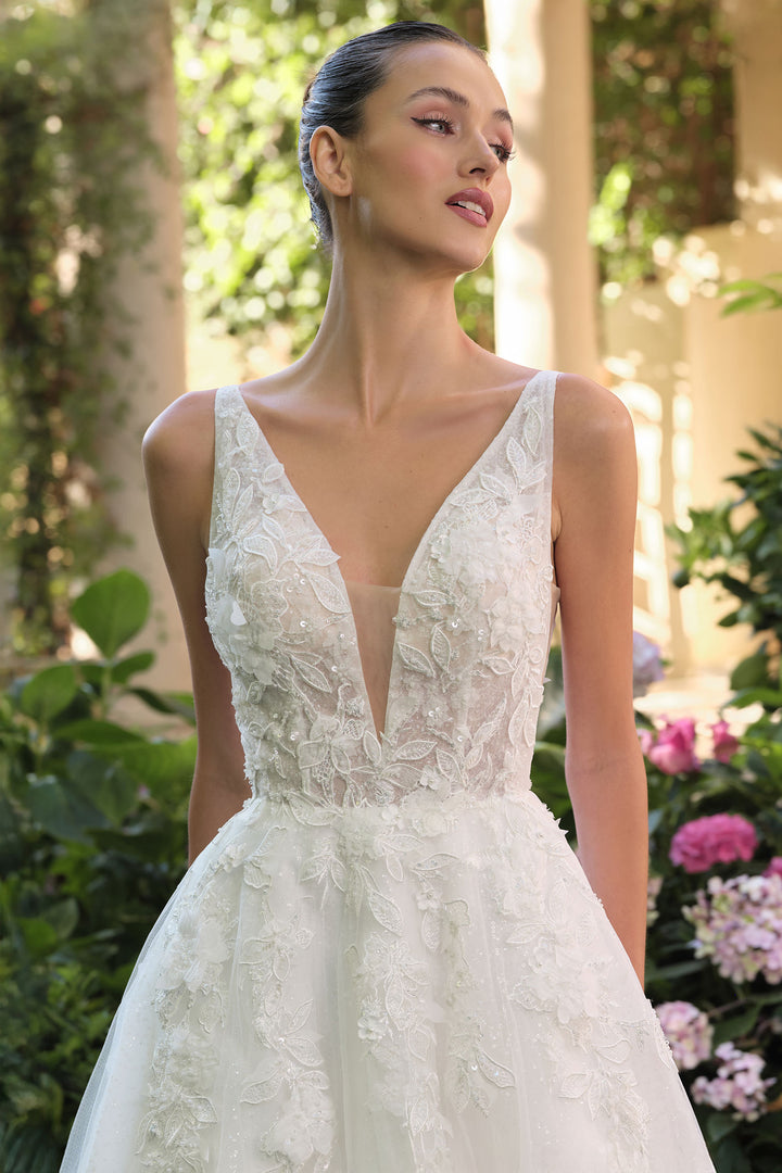 Andrea & Leo WL064 Evening Gown with Deep V-Neckline