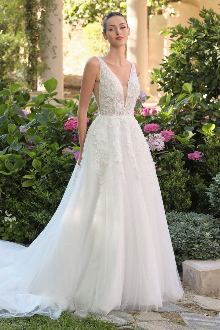 Andrea & Leo WL064 Evening Gown with Deep V-Neckline
