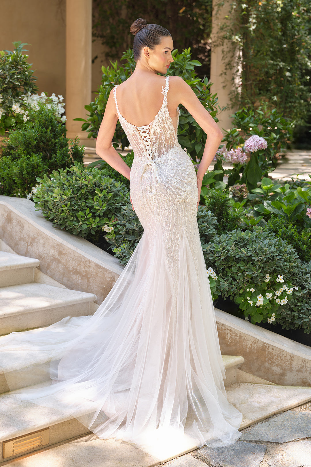 Andrea & Leo WL066 Evening Gown with Deep Illusion Neckline