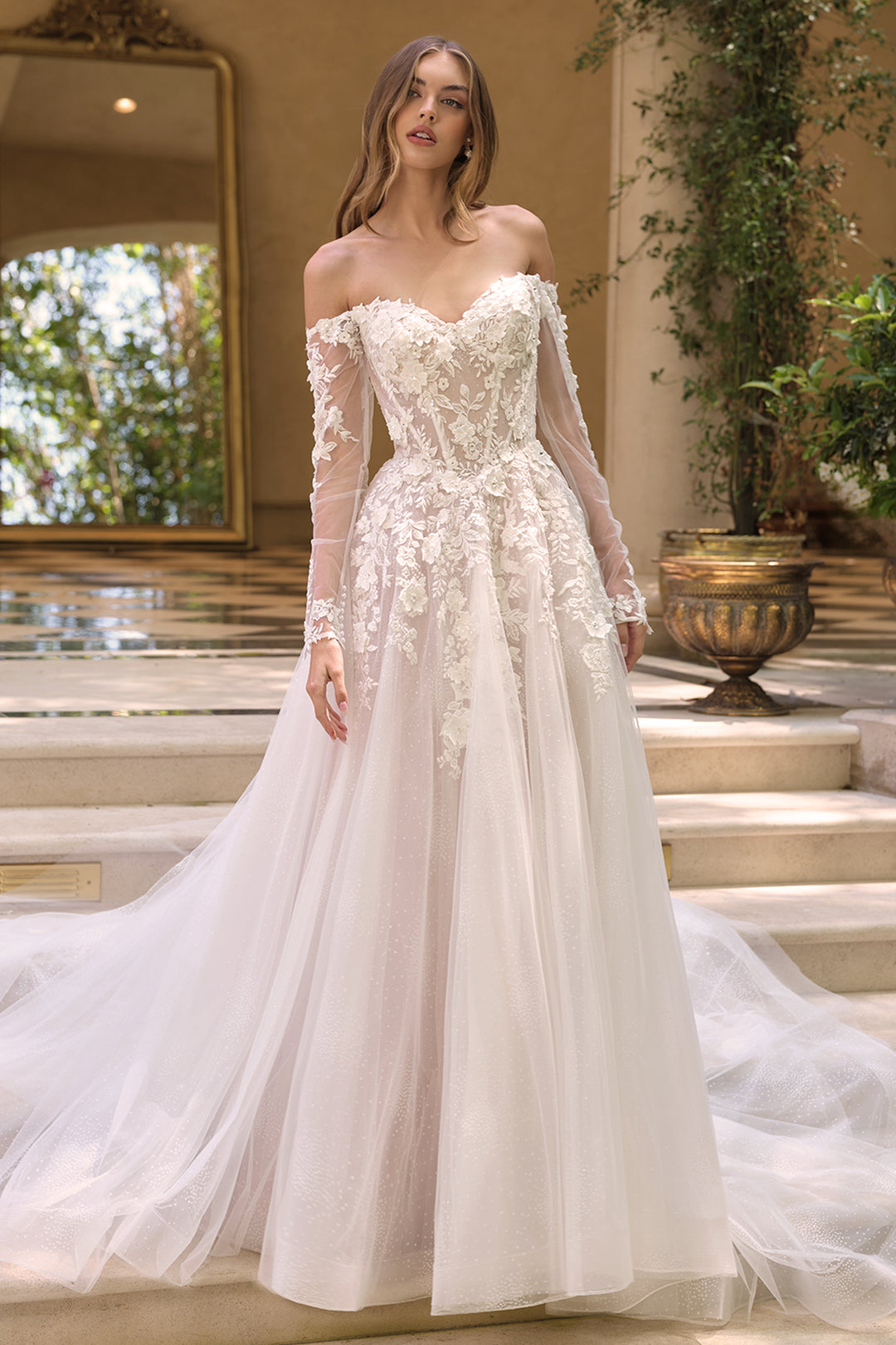 Andrea & Leo WL067 Evening Gown Off-the-Shoulder Silhouette