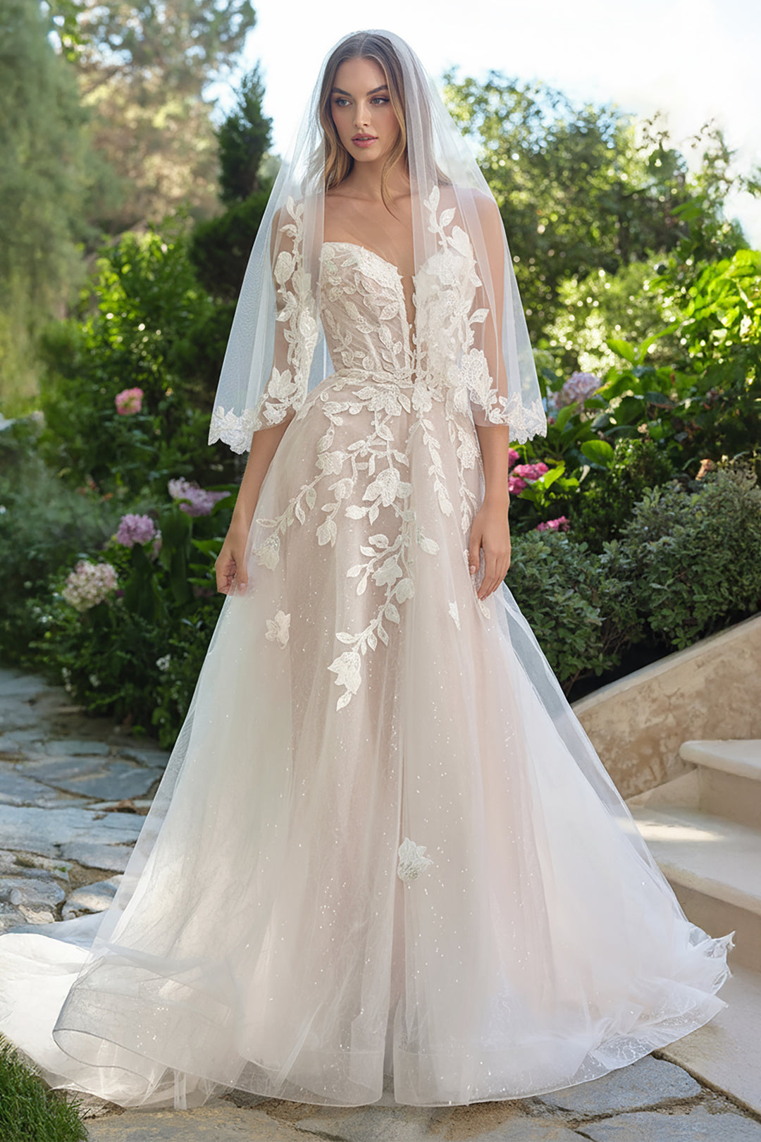 Andrea & Leo WL070 Evening Gown with Sculpted Plunge Neckline