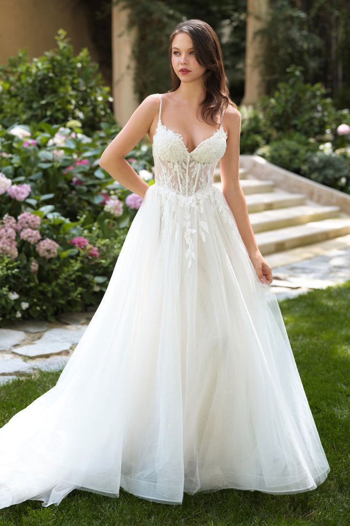 Andrea & Leo WL087 A-Line Evening Gown with Plunging Neckline