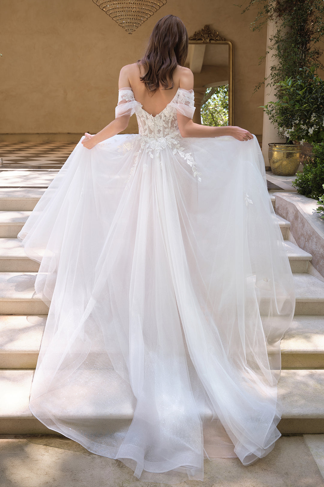 Andrea & Leo WL089 A-Line Evening Gown with Off-the-Shoulder Neckline