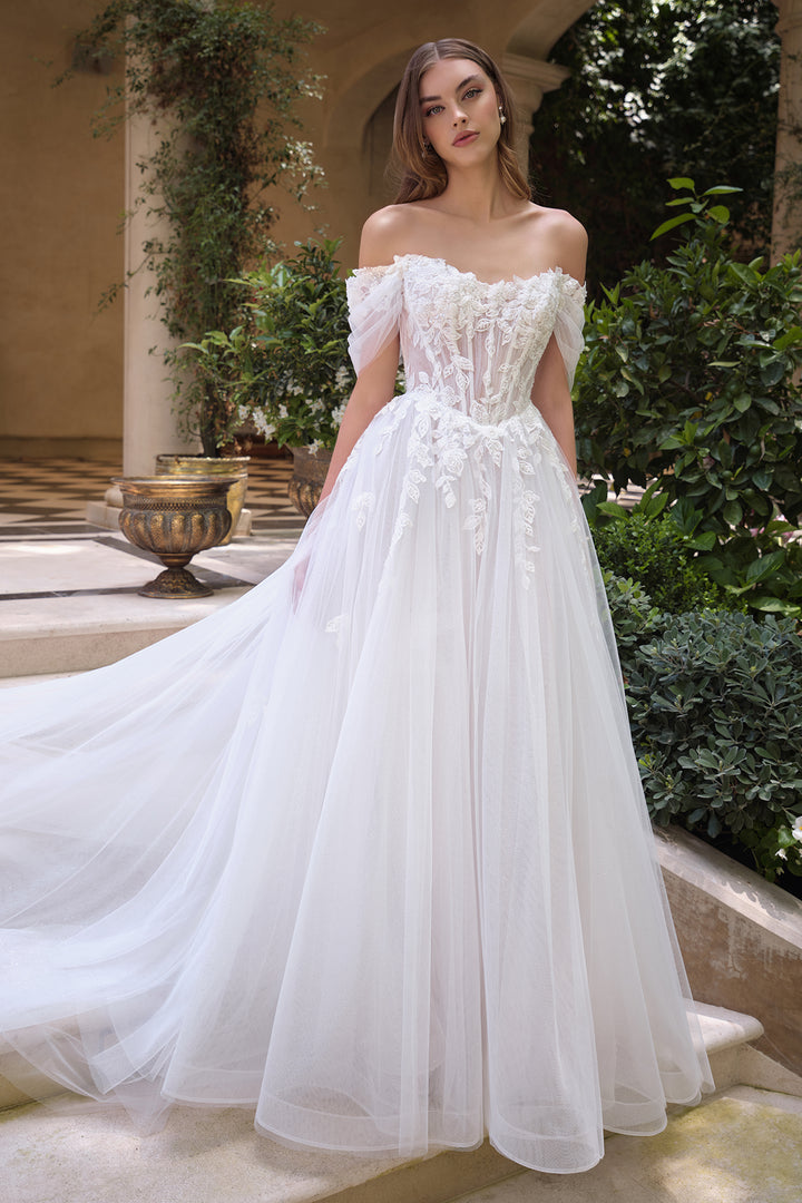 Andrea & Leo WL089 A-Line Evening Gown with Off-the-Shoulder Neckline