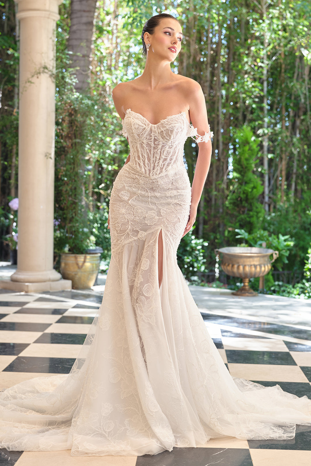 Andrea & Leo WL099 Evening Gown with Illusion Corset Bodice