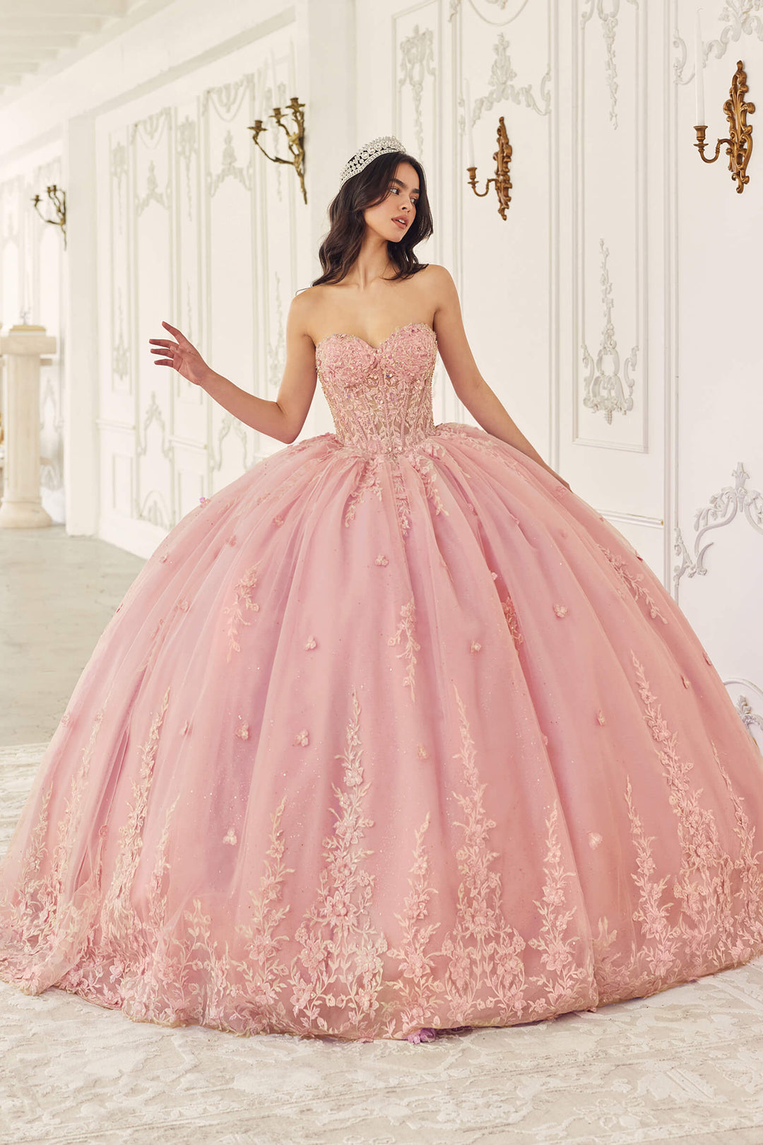 CINDERELLA DIVINE 15723 Strapless Quinceanera Ball Gown With Removable Caplet