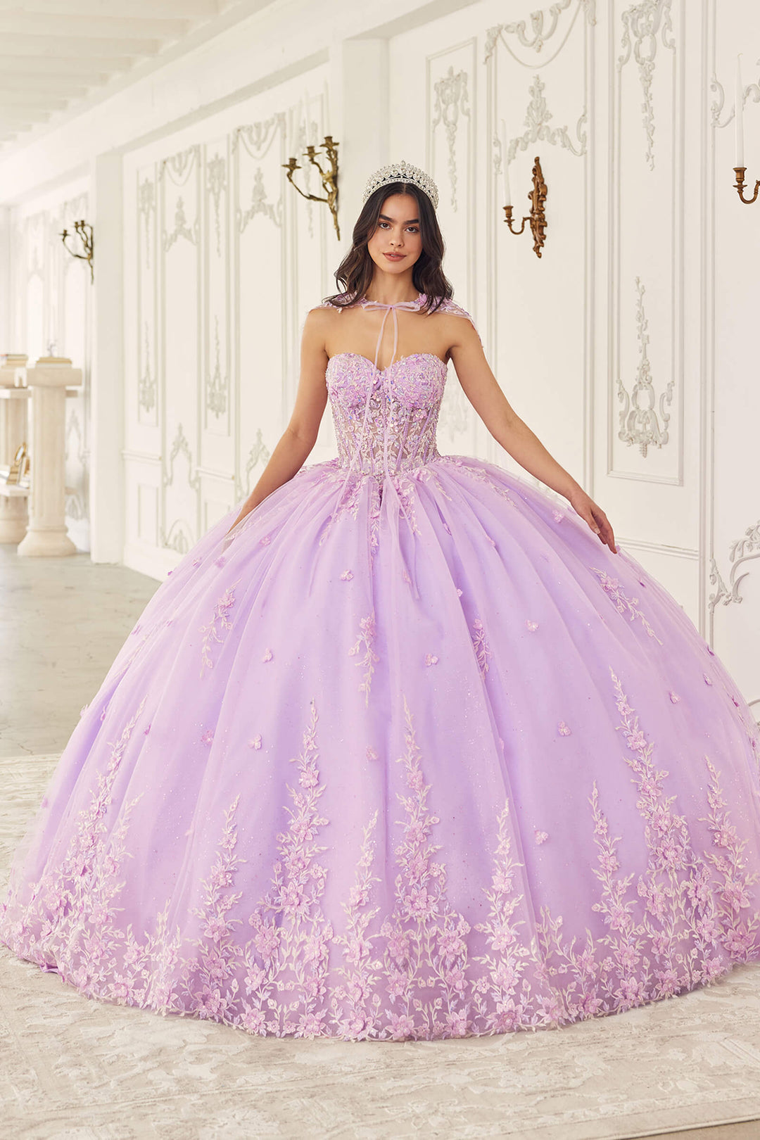 CINDERELLA DIVINE 15723 Strapless Quinceanera Ball Gown With Removable Caplet