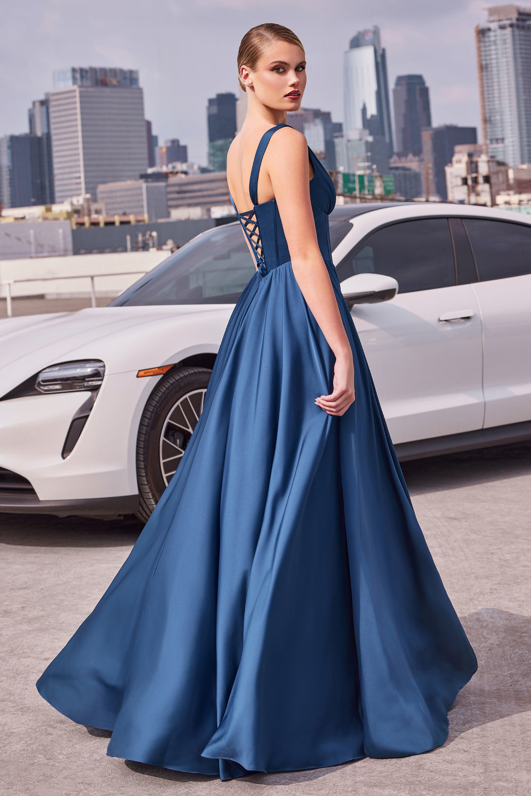 CINDERELLA DIVINE 7447 A-Line Soft Satin Dress CINDERELLA DIVINE 7447 A-Line Soft Satin Dress