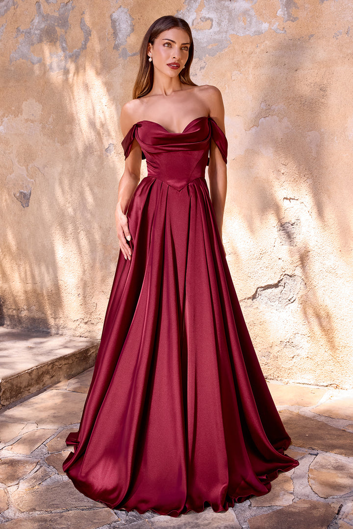 Cinderella Divine 7449 Off-the-Shoulder Evening Gown