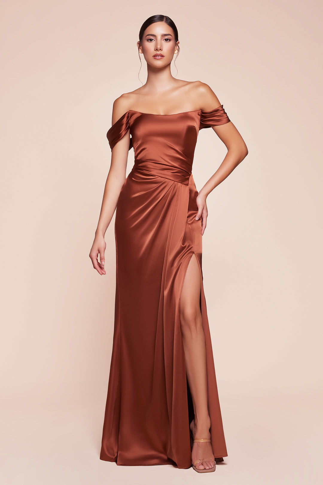 CINDERELLA DIVINE 7452 Off The Shoulder Lace Up Corset Satin Gown The Gown Galleria CINDERELLA DIVINE 7452 Off The Shoulder Lace Up Corset Satin Gown The Gown Galleria