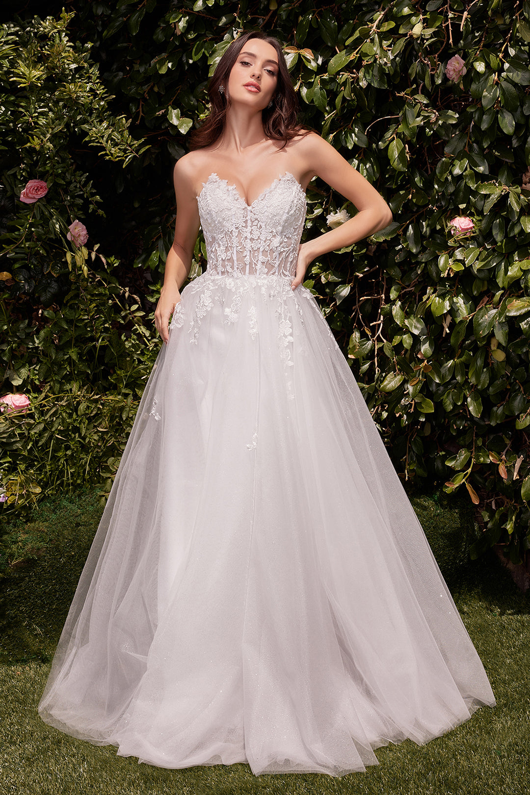 CINDERELLA DIVINE C148W Strapless A-Line Lace & Tulle Wedding Dress
