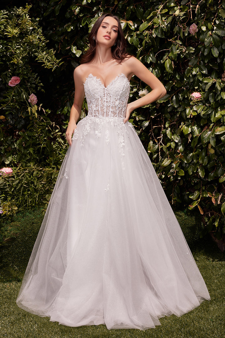 CINDERELLA DIVINE C148W Strapless A-Line Lace & Tulle Wedding Dress