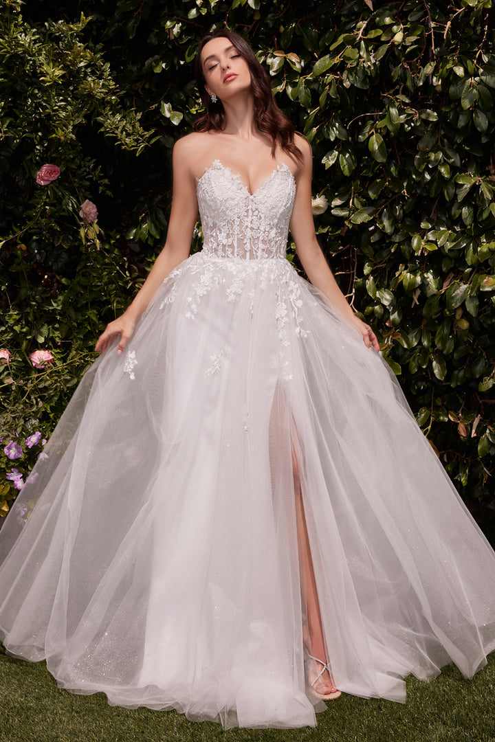 CINDERELLA DIVINE C148W Strapless A-Line Lace & Tulle Wedding Dress