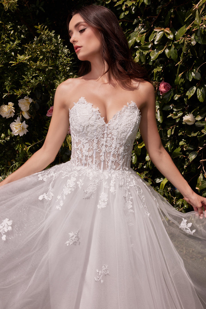 CINDERELLA DIVINE C148W Strapless A-Line Lace & Tulle Wedding Dress