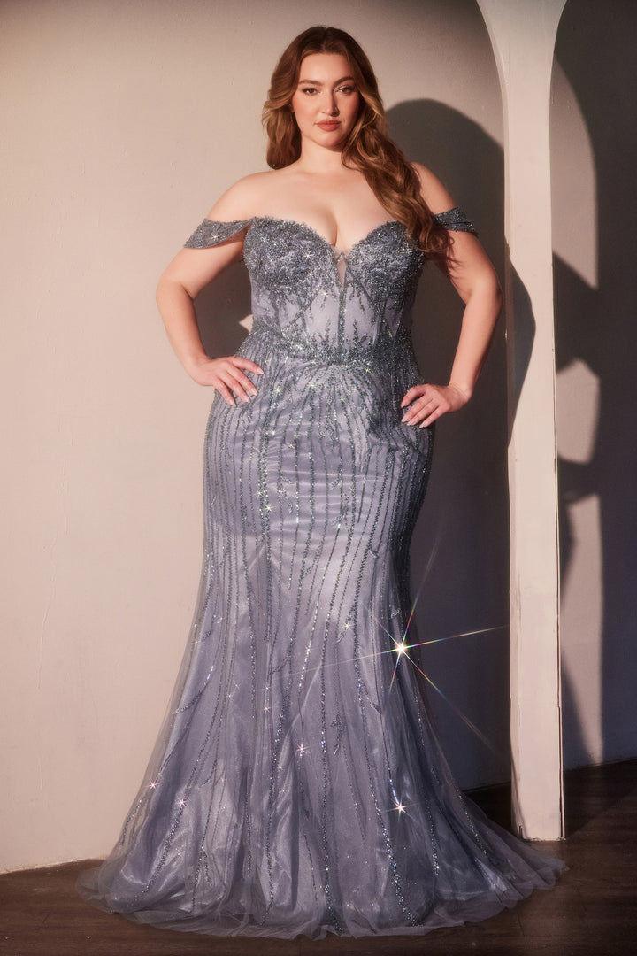 Cinderella Divine CC341C Sweetheart Off-the-Shoulder Prom Dress