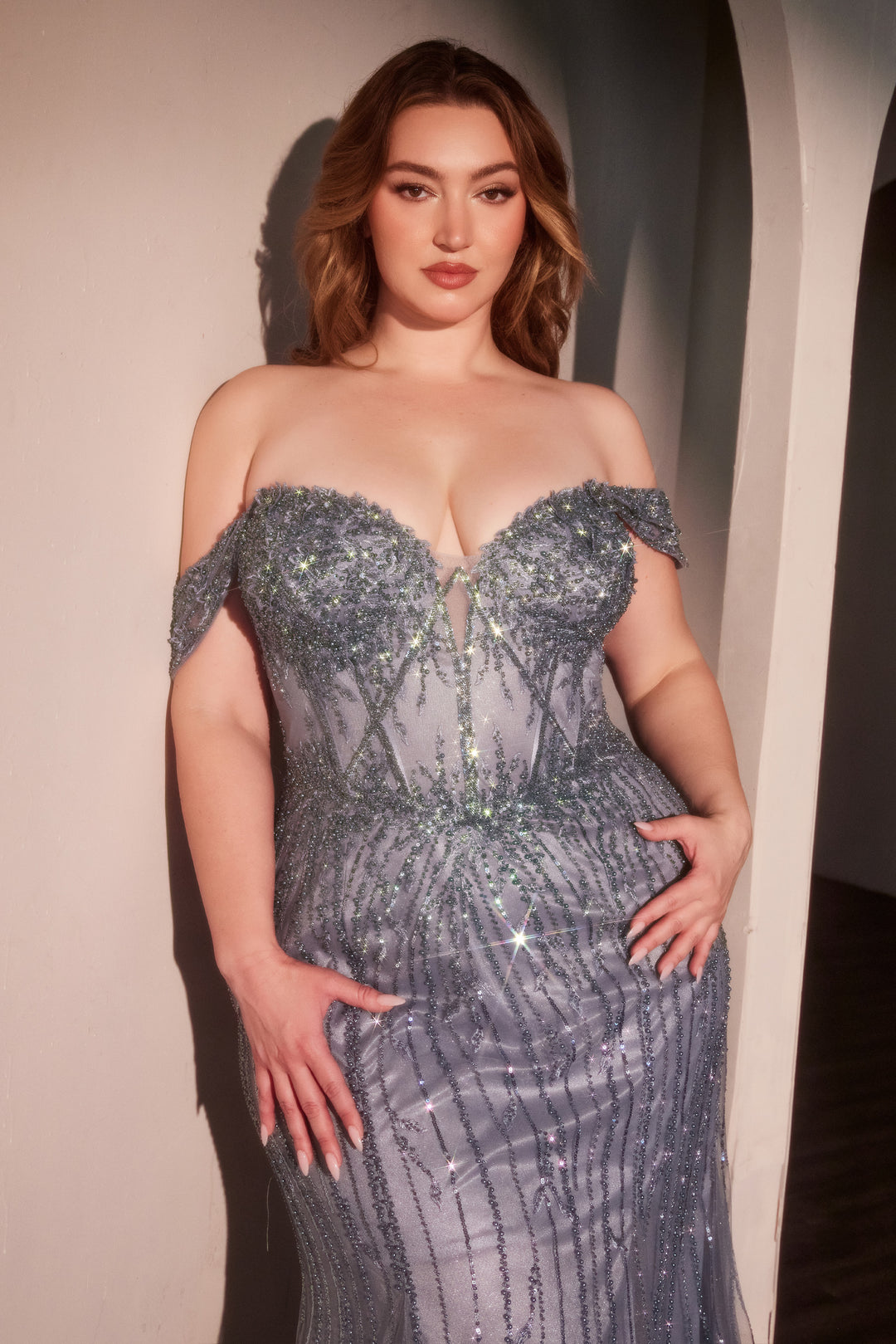 Cinderella Divine CC341C Sweetheart Off-the-Shoulder Prom Dress