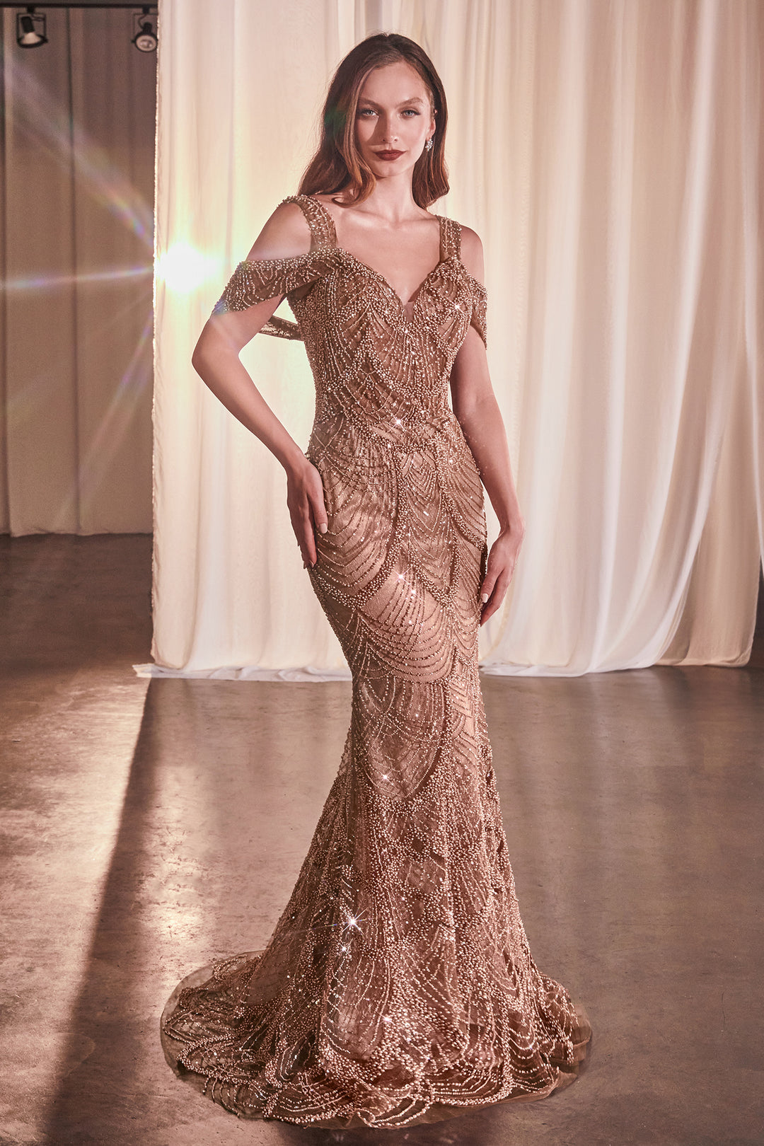 CINDERELLA DIVINE CC4020 Fully Embellished Fit & Flare Gown The Gown Galleria CINDERELLA DIVINE CC4020 Fully Embellished Fit & Flare Gown The Gown Galleria