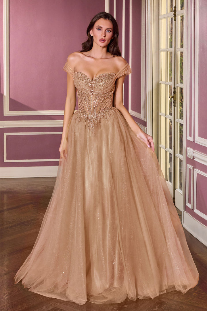 Cinderella Divine CC493 Evening Gown Off-the-Shoulder Silhouette