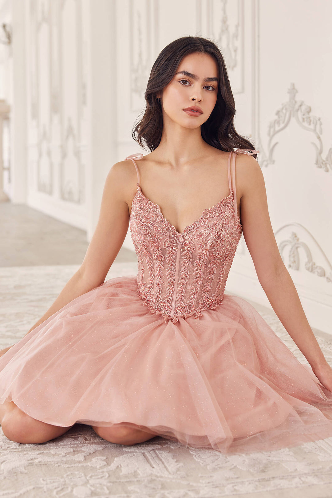 CINDERELLA DIVINE CD0236 Short A-Line Tulle Dress The Gown Galleria CINDERELLA DIVINE CD0236 Short A-Line Tulle Dress The Gown Galleria