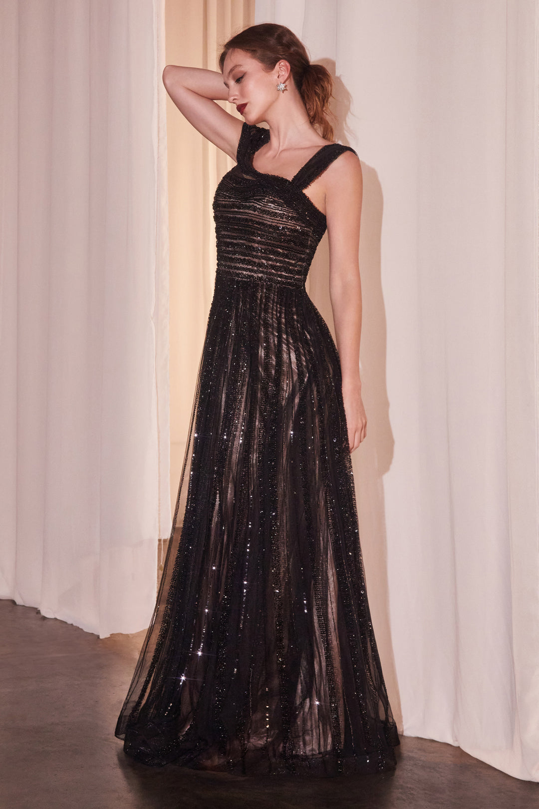 CINDERELLA DIVINE CD0238 Asymmetrical Off The Shoulder A-Line Beaded G The Gown Galleria CINDERELLA DIVINE CD0238 Asymmetrical Off The Shoulder A-Line Beaded G The Gown Galleria