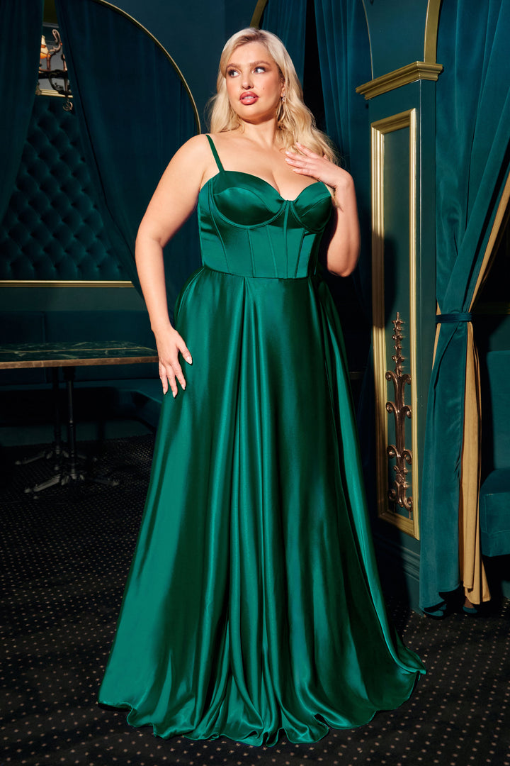 Cinderella Divine CD337C Evening Gown with A-Line Silhouette