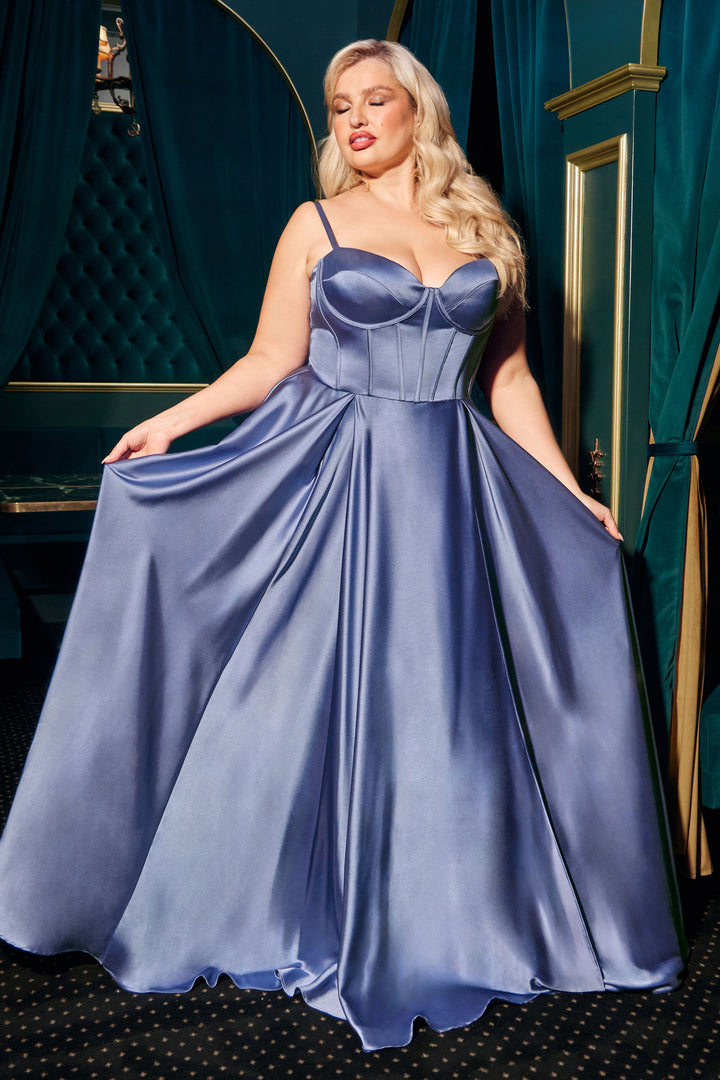 Cinderella Divine CD337C Evening Gown with A-Line Silhouette