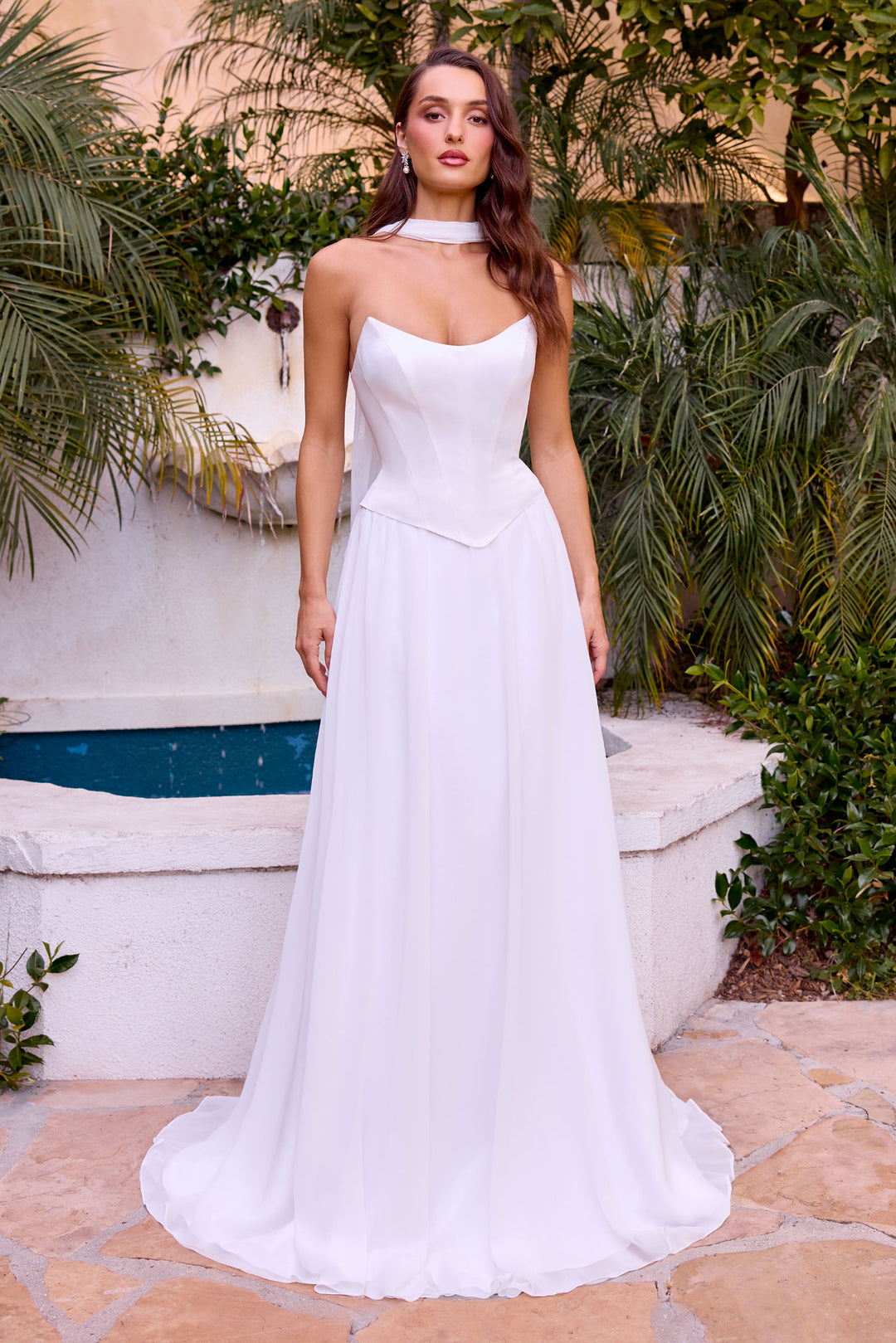Cinderella Divine CD386W A-Line Evening Gown in Chiffon