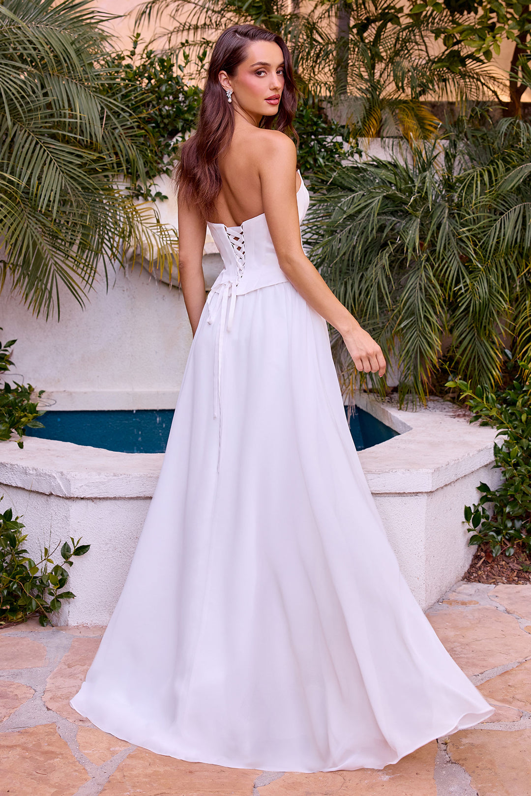 Cinderella Divine CD386W A-Line Evening Gown in Chiffon