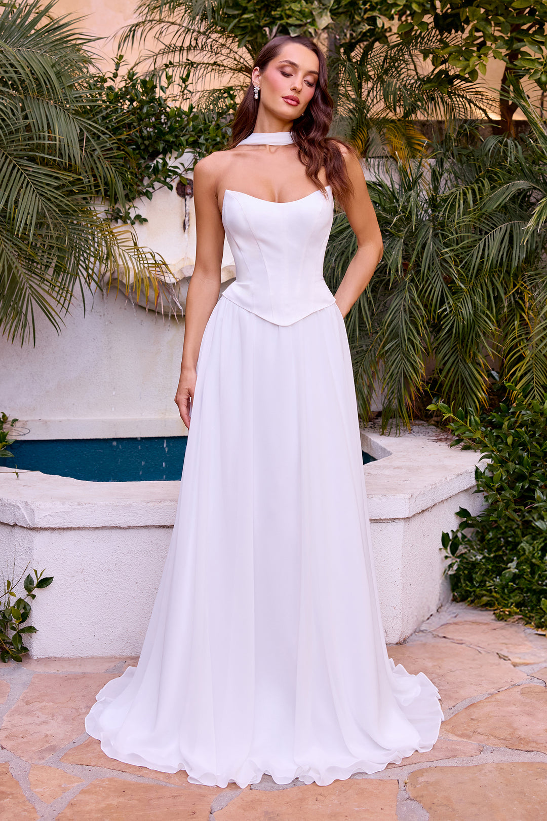 Cinderella Divine CD386W A-Line Evening Gown in Chiffon