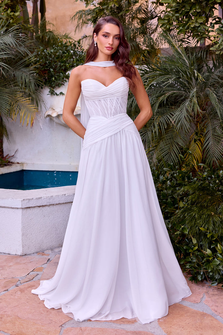 Cinderella Divine CD395W A-Line Evening Gown with Sweetheart Neckline