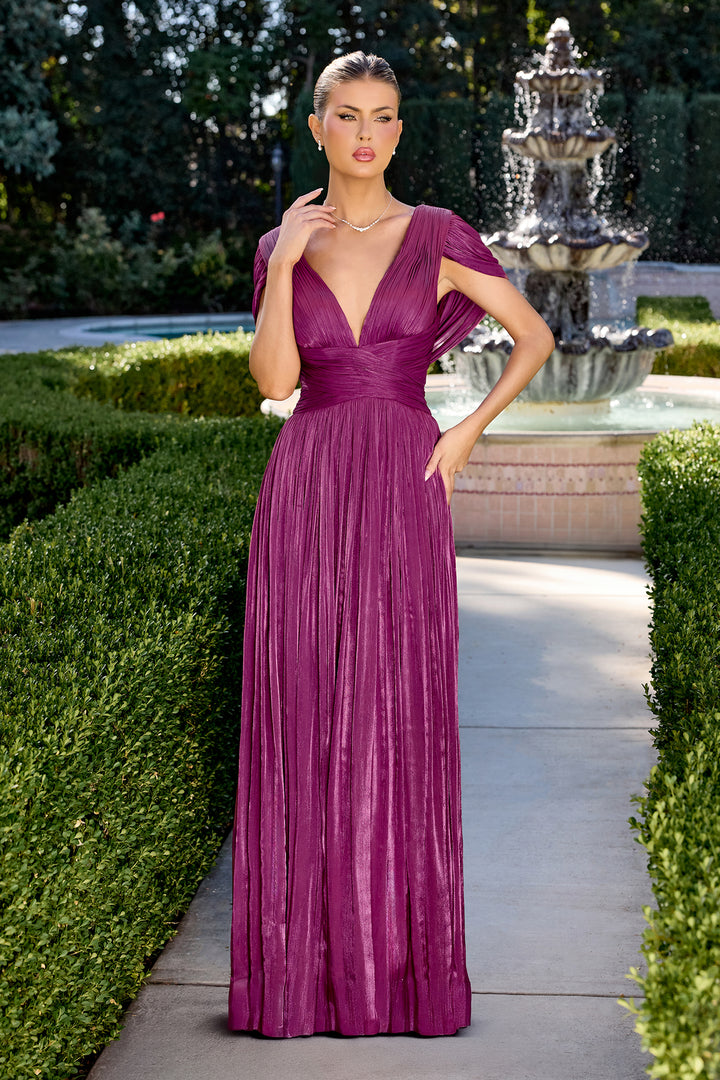 Cinderella Divine CD413 Evening Gown with Deep V-Neckline