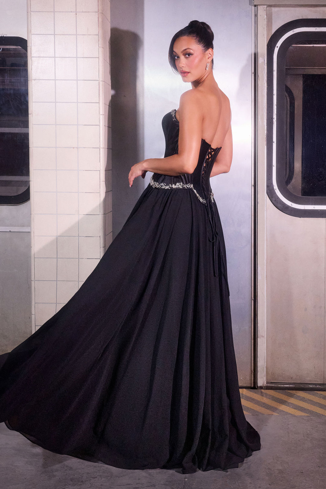 Cinderella Divine CD668 Evening Gown Strapless Chiffon Skirt