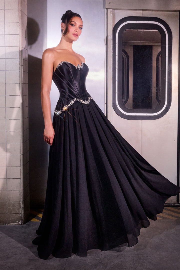 Cinderella Divine CD668 Evening Gown Strapless Chiffon Skirt