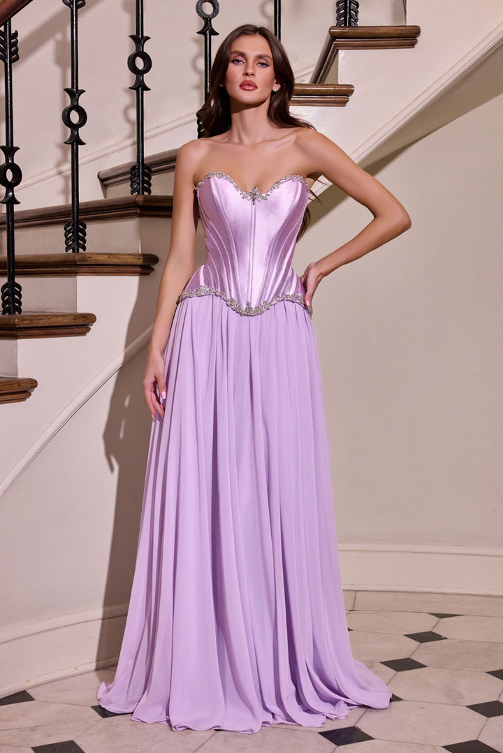 Cinderella Divine CD668 Evening Gown Strapless Chiffon Skirt