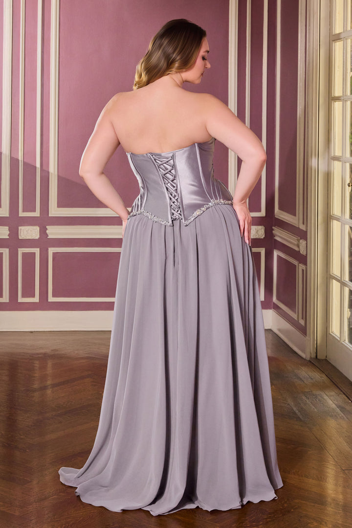 Cinderella Divine CD668C Strapless Evening Gown with Chiffon Skirt