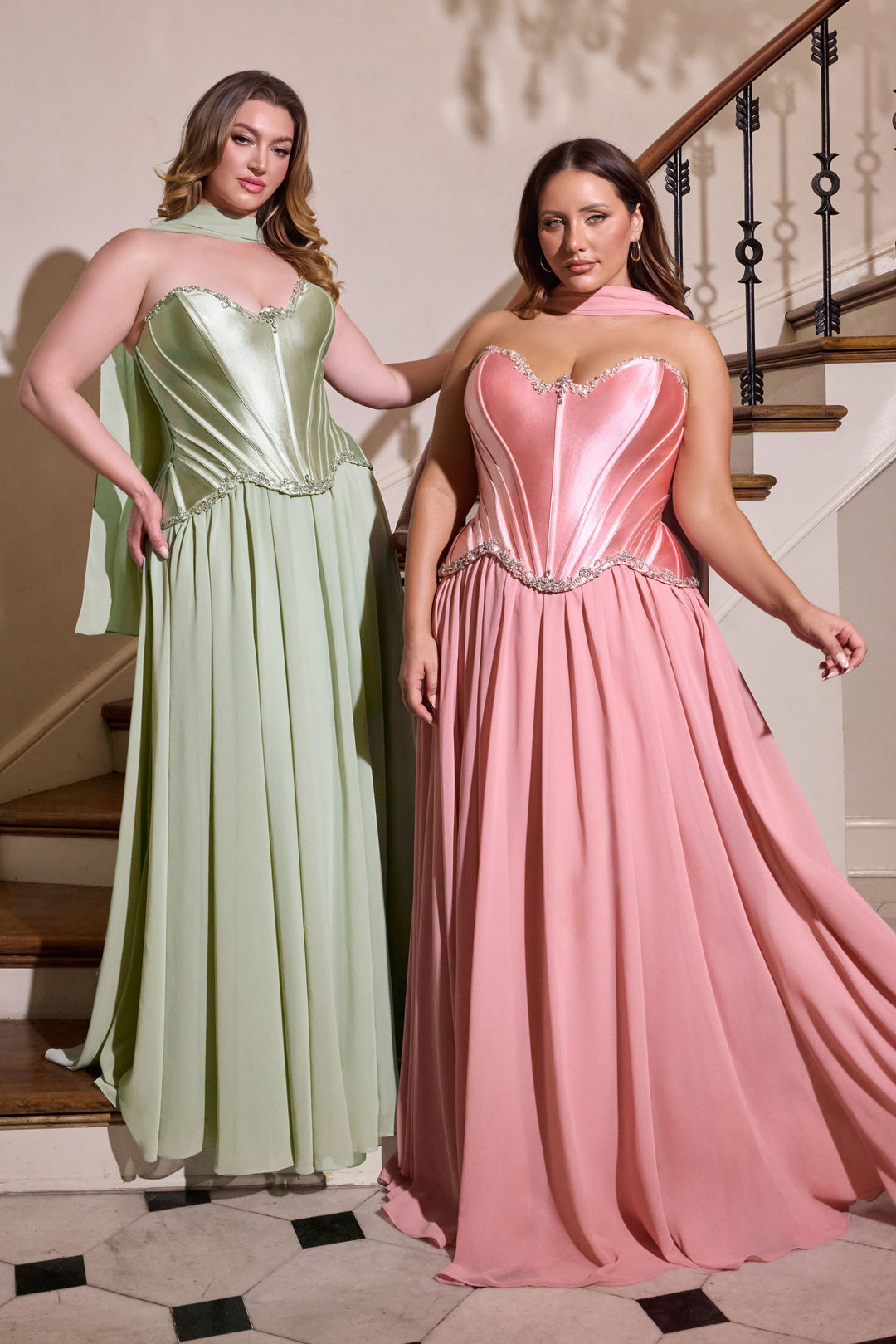 Cinderella Divine CD668C Strapless Evening Gown with Chiffon Skirt