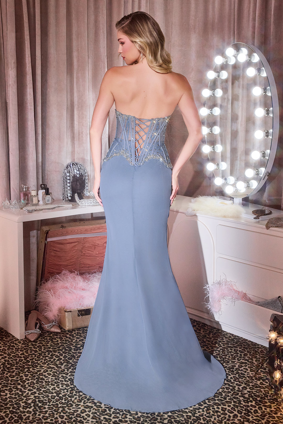 Cinderella Divine CD669 Strapless Evening Gown with Slit