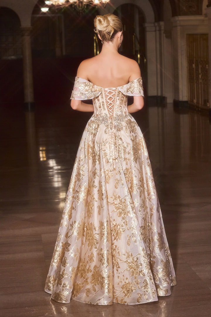 Cinderella Divine CD682 Evening Gown Off-the-Shoulder Neckline
