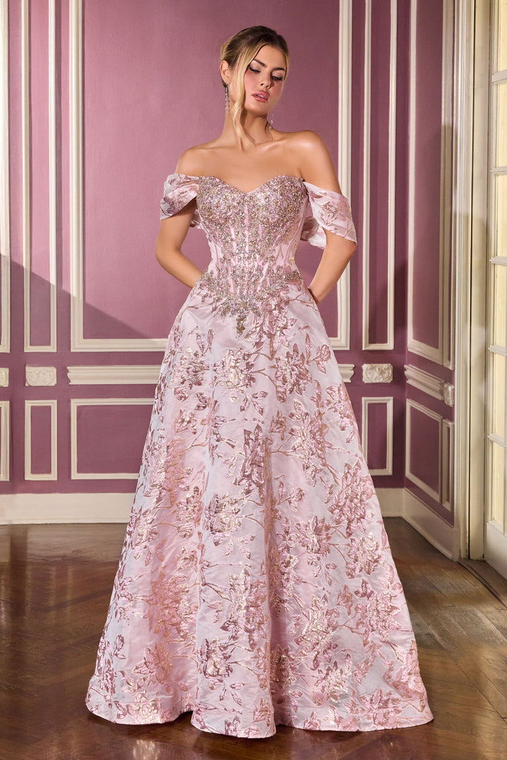Cinderella Divine CD682 Evening Gown Off-the-Shoulder Neckline