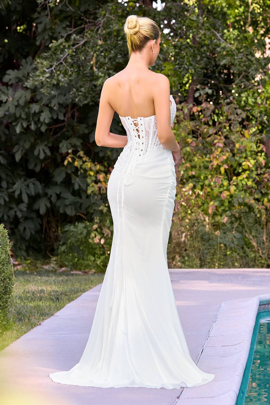 Cinderella Divine CD683W Evening Gown with Strapless Neckline