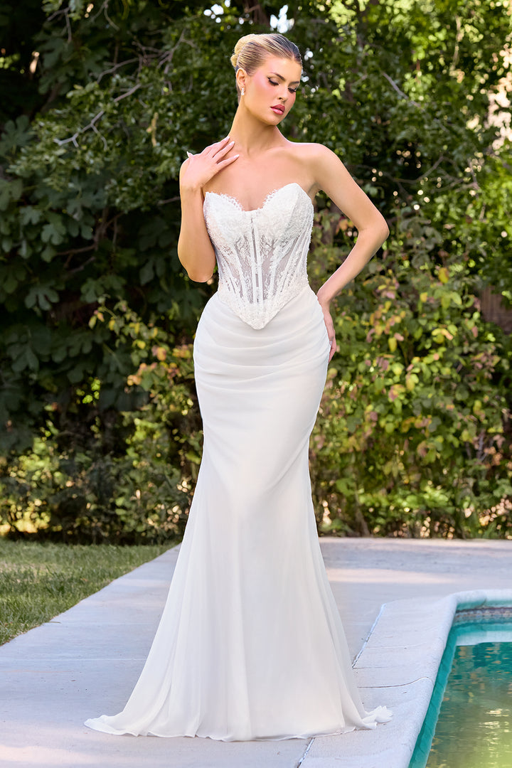 Cinderella Divine CD683W Evening Gown with Strapless Neckline