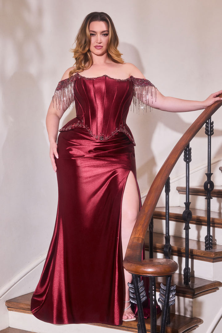 Cinderella Divine CD688 Off-The-Shoulder Prom Dress