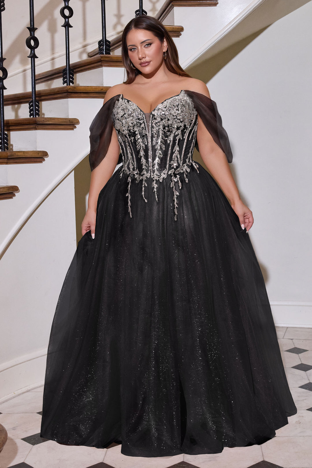 Cinderella Divine CD721C A-Line Evening Gown with Sweetheart Neckline