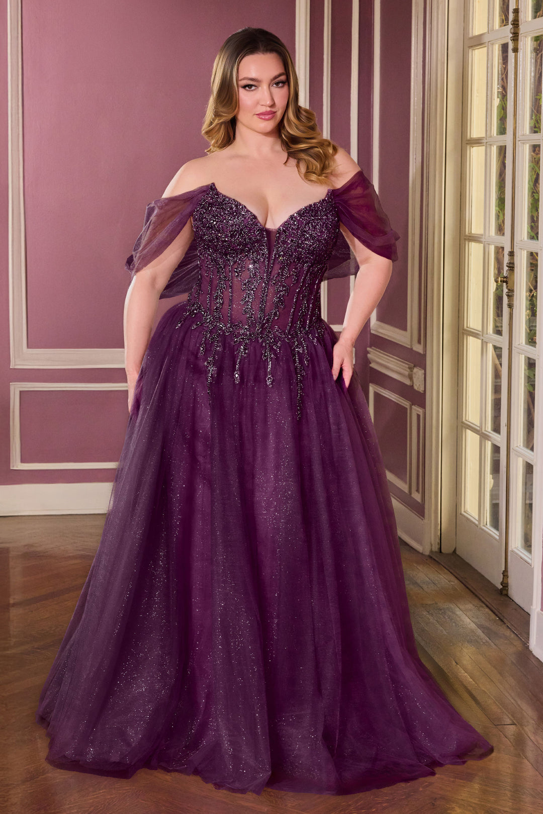 Cinderella Divine CD721C A-Line Evening Gown with Sweetheart Neckline